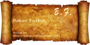 Bakos Folkus névjegykártya